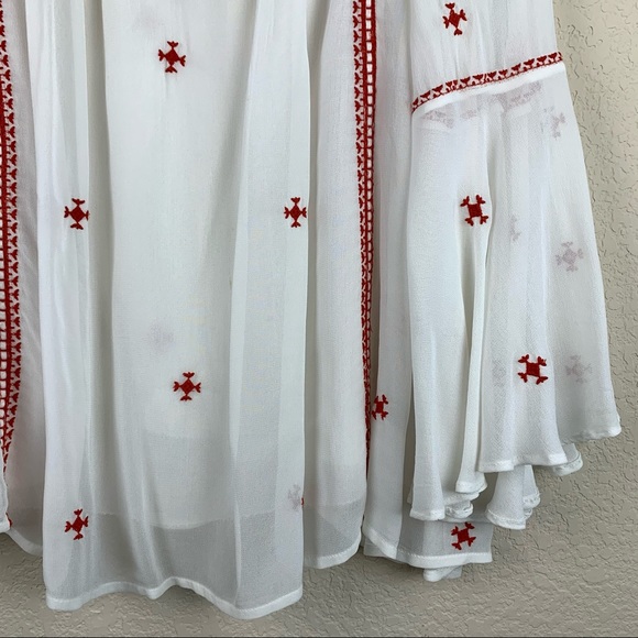 FLOREAT White Boho Blouse Red Embroidery 8 - Picture 5 of 13